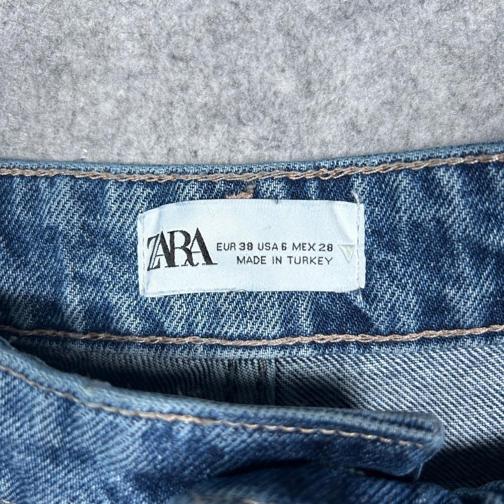 Zara Denim Jeans Women‎ Size 6 30x32 Blue Straight Leg Baggy High Rise Casual - Picture 2 of 16